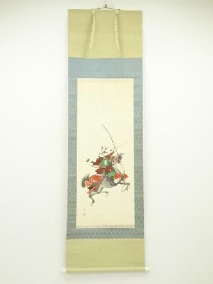 蔦谷喜一筆　源平雄姿　肉筆絹本掛軸（共箱）